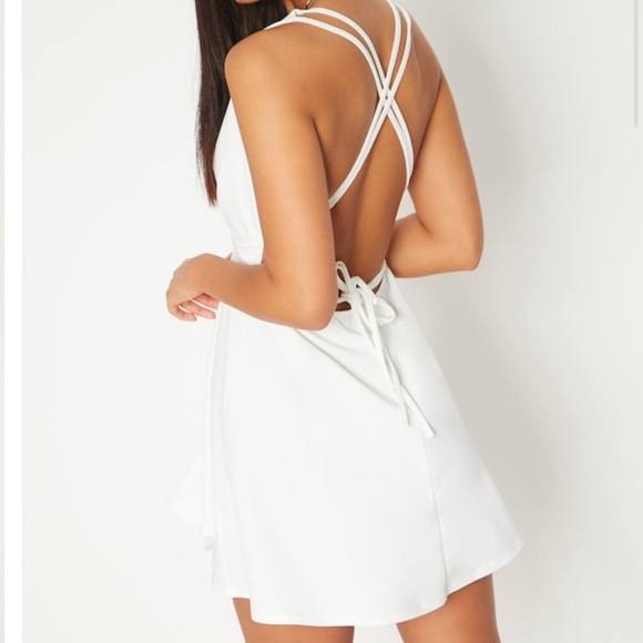 white wrap detail skater dress